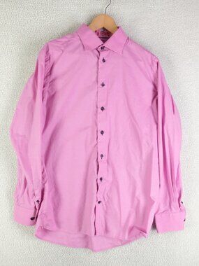 Eton Shirt Mens 16.5 42 Large Pink Geometric Contemporary Fit Button Up